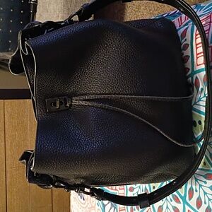 Rebecca Mincoff Darren Black Leather Crossbody Or shoulder.